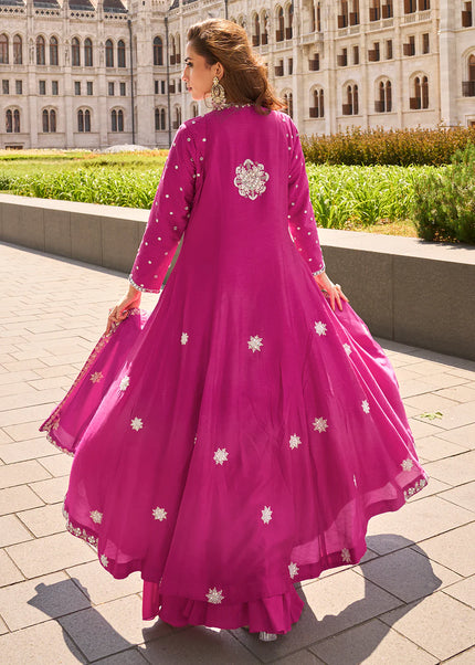 Pink Embroidered Sharara Suit
