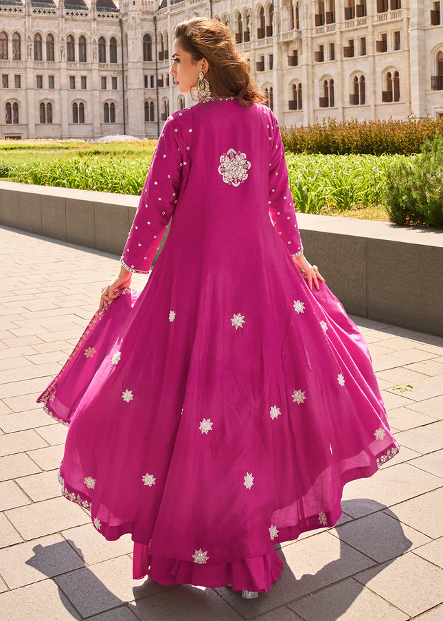 Pink Embroidered Sharara Suit