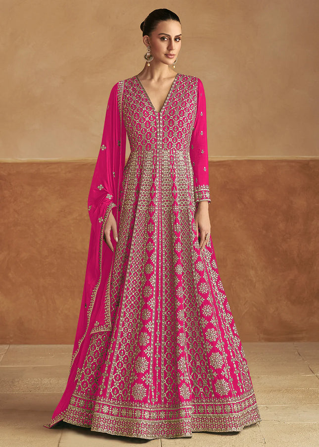 Pink Embroidered Anarkali Gown