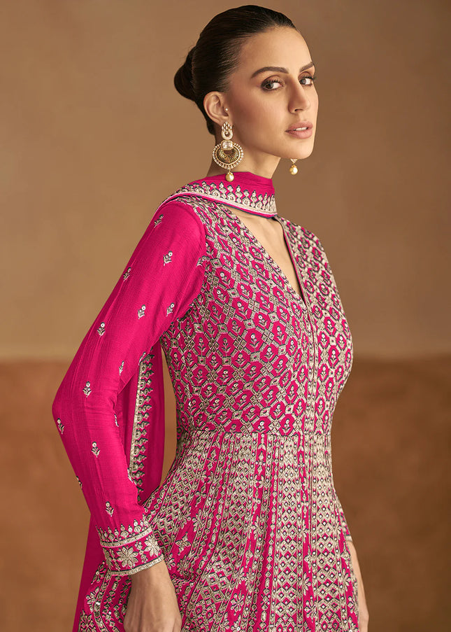 Pink Embroidered Anarkali Gown