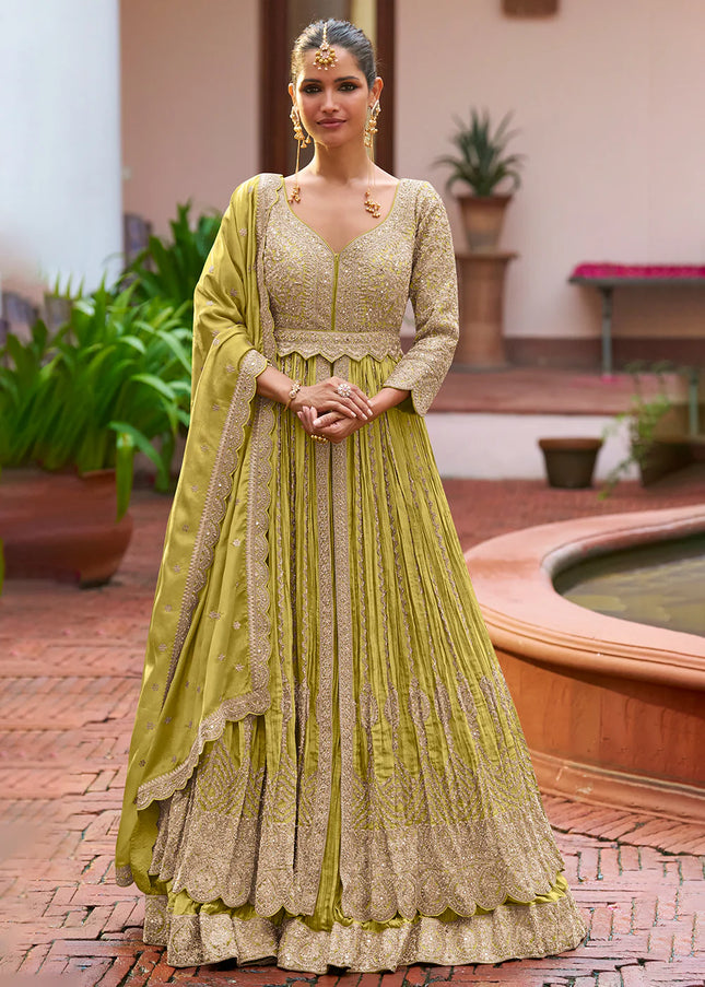 Green Embroiderd Lehenga Anarkali