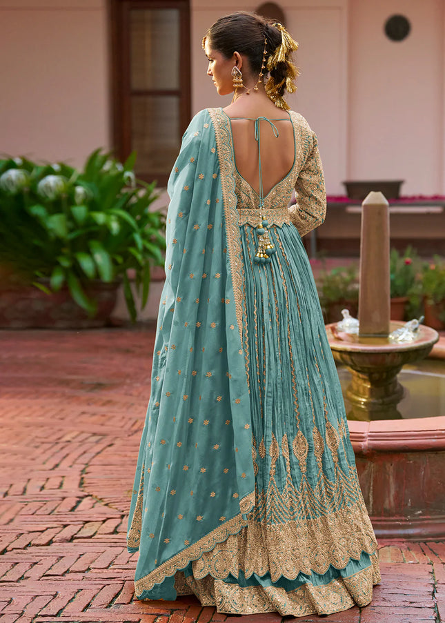 Blue Embroiderd Lehenga Anarkali