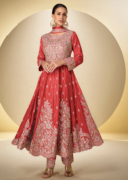 Golden Embroidered Pant Style Suit
