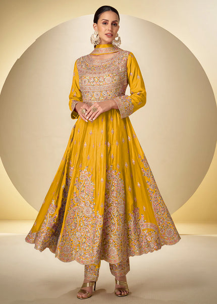 Golden Embroidered Pant Style Suit