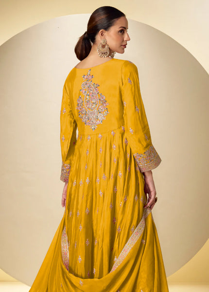 Golden Embroidered Pant Style Suit