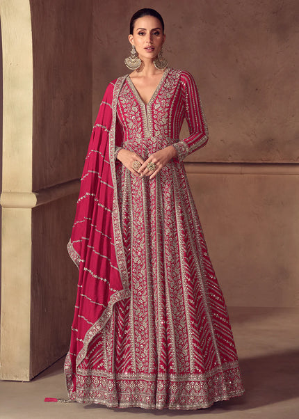 Pink Embroidered Anarkali Gown