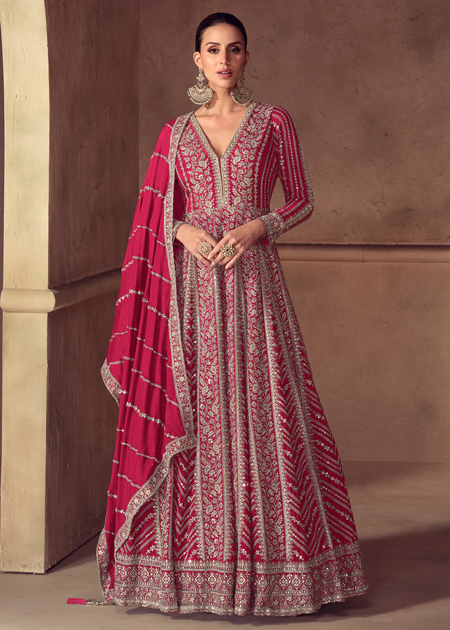 Pink Embroidered Anarkali Gown