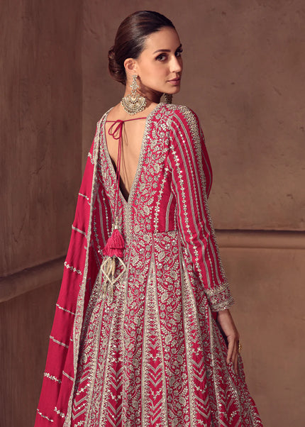 Pink Embroidered Anarkali Gown