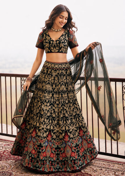 Black Embroidered Lehenga choli