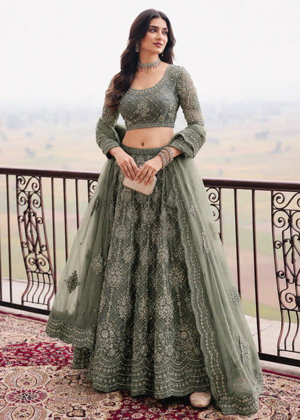 Green Embroidered Lehenga choli