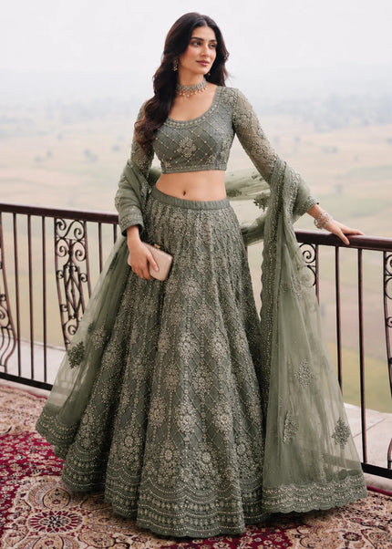 Green Embroidered Lehenga choli
