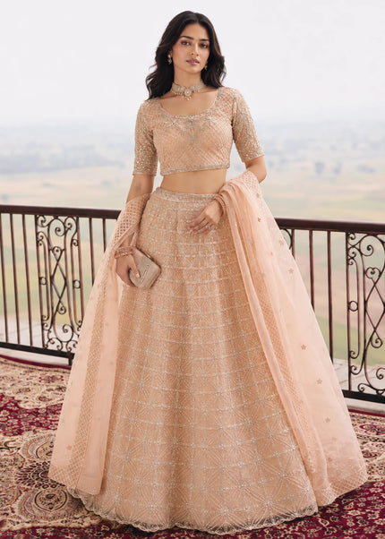 Peach Embroidered Lehenga choli