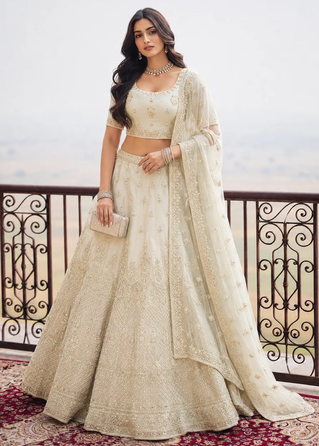 Cream Embroidered Lehenga choli