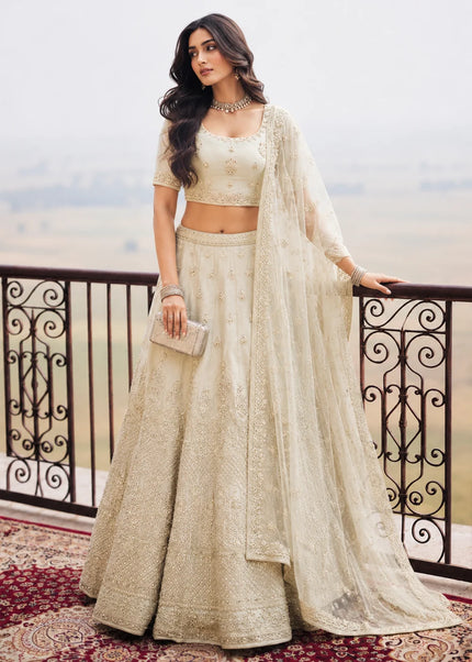 Cream Embroidered Lehenga choli