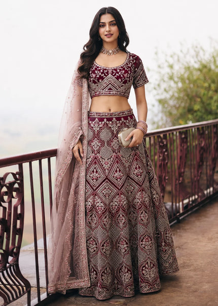 Purple Embroidered Lehenga choli