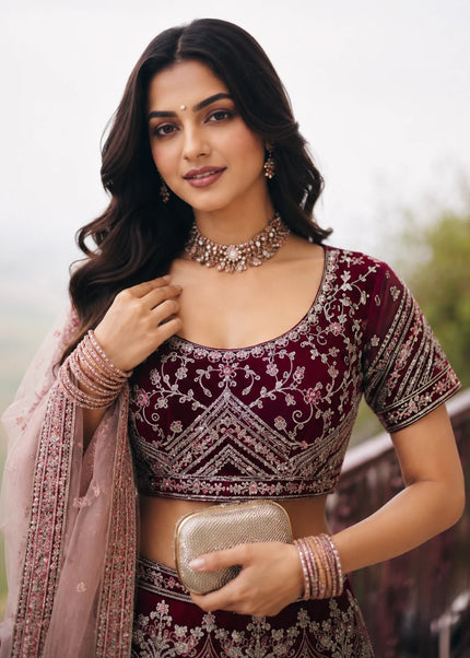 Purple Embroidered Lehenga choli