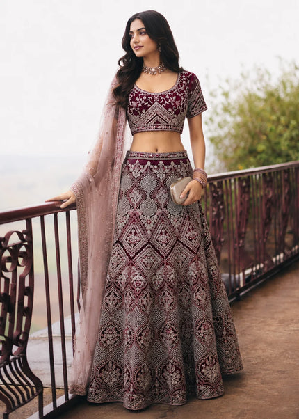 Purple Embroidered Lehenga choli