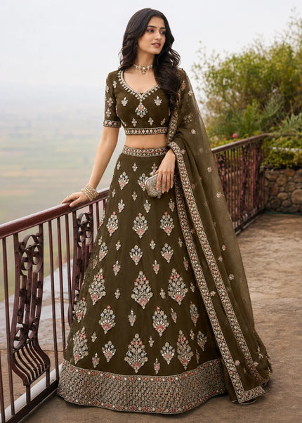 Green Embroidered Lehenga choli