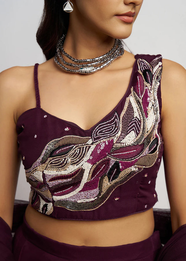 Purple Embellished Sharara Suit