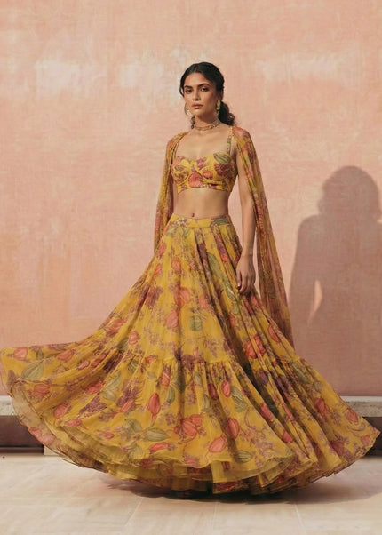 Yellow Embroidered Lehenga Choli