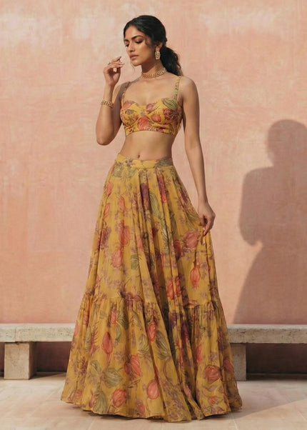 Yellow Embroidered Lehenga Choli