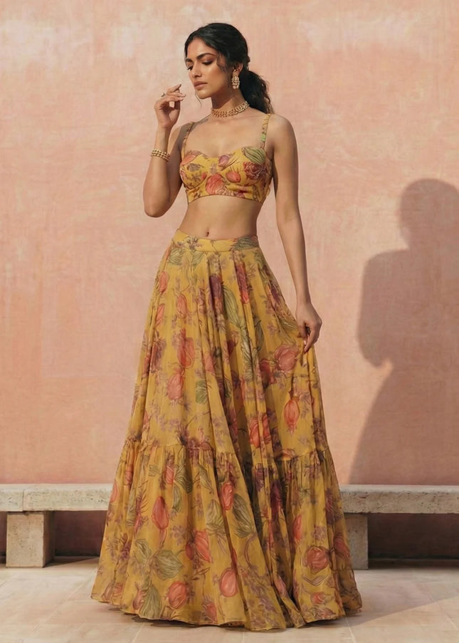 Yellow Embroidered Lehenga Choli