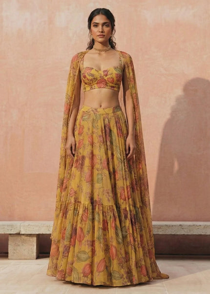 Yellow Embroidered Lehenga Choli
