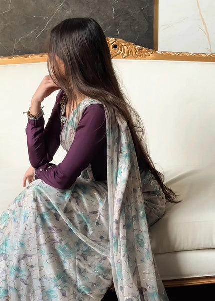 Najiaa Faisal | Pastel Bloom Saree