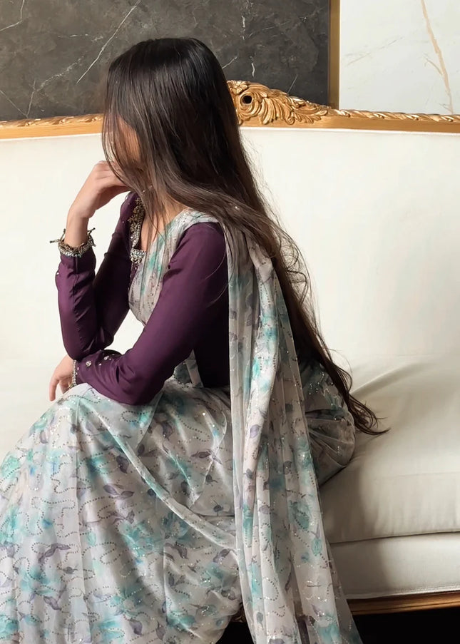 Najia Faisal | Pastel Bloom Saree
