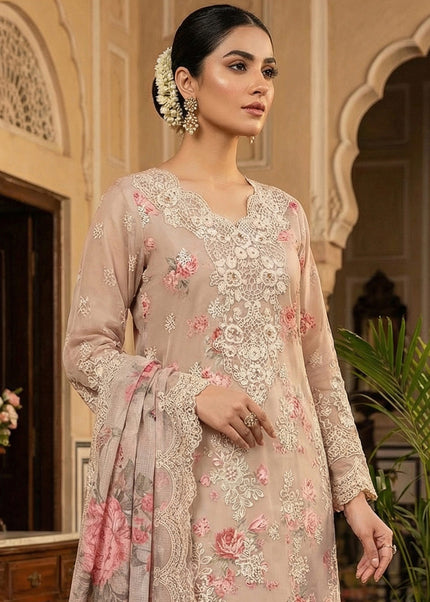 Beige Embroidered Pant Style Suit