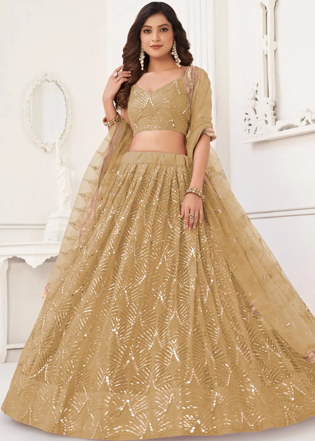 Beige Embroidered Lehenga Choli