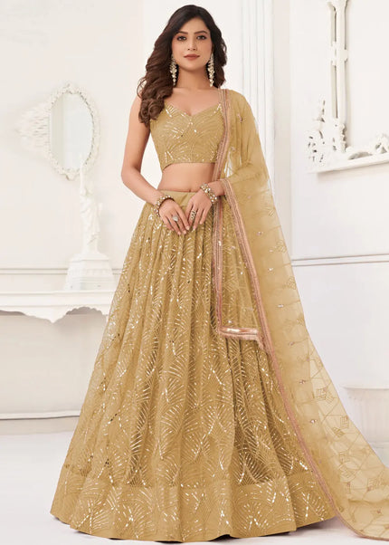 Beige Embroidered Lehenga Choli