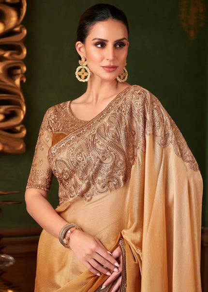 Beige Embroidered Saree