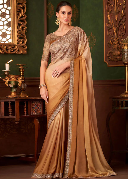 Beige Embroidered Saree