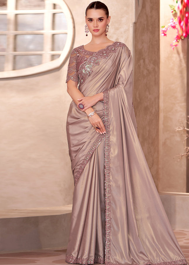 Beige Embroidered Saree