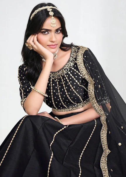 Black Embroidered Lehenga Choli