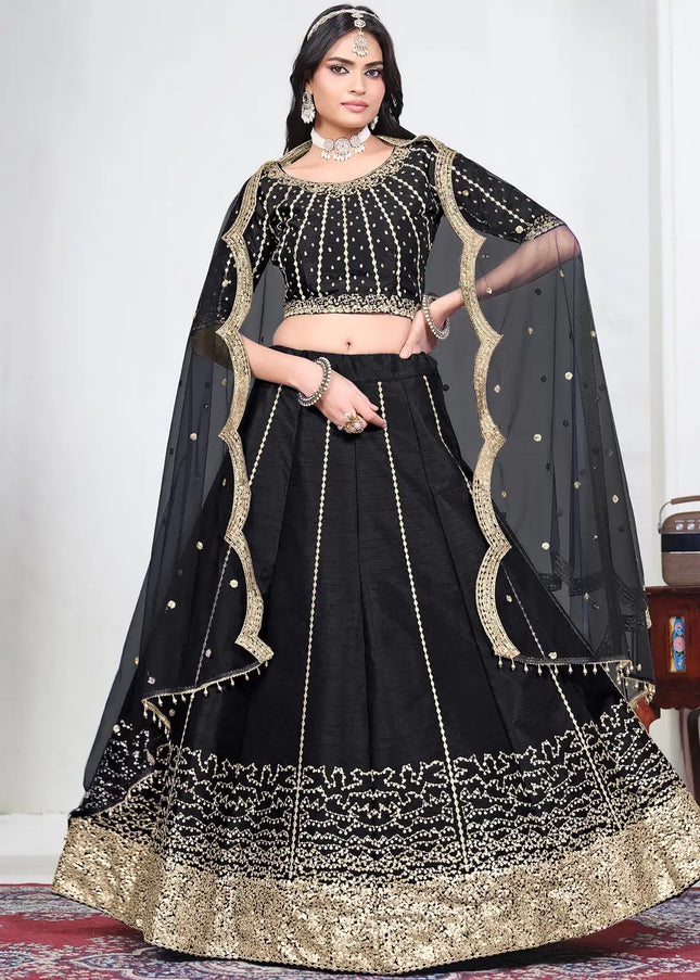 Black Embroidered Lehenga Choli