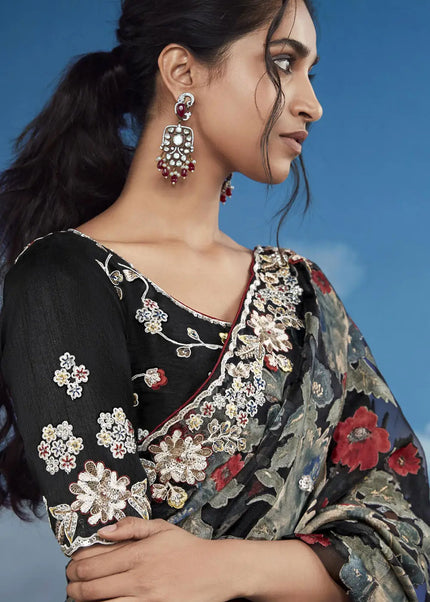 Black Embroidered Saree
