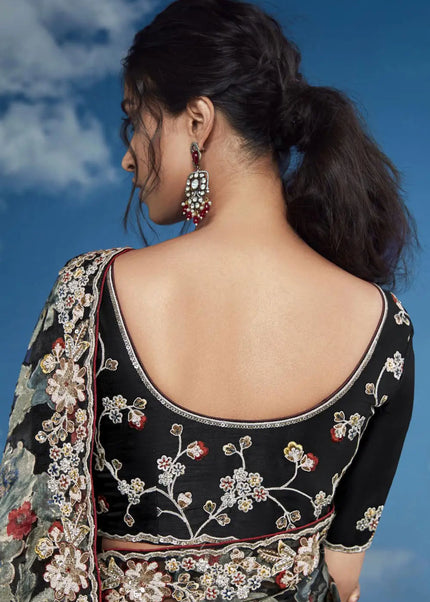 Black Embroidered Saree