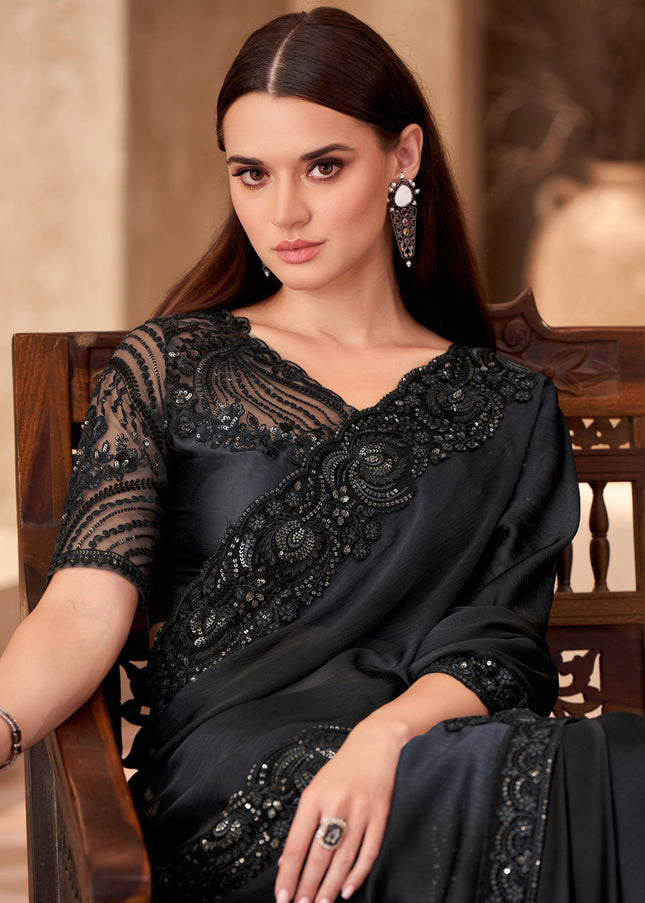 Black Embroidered Saree