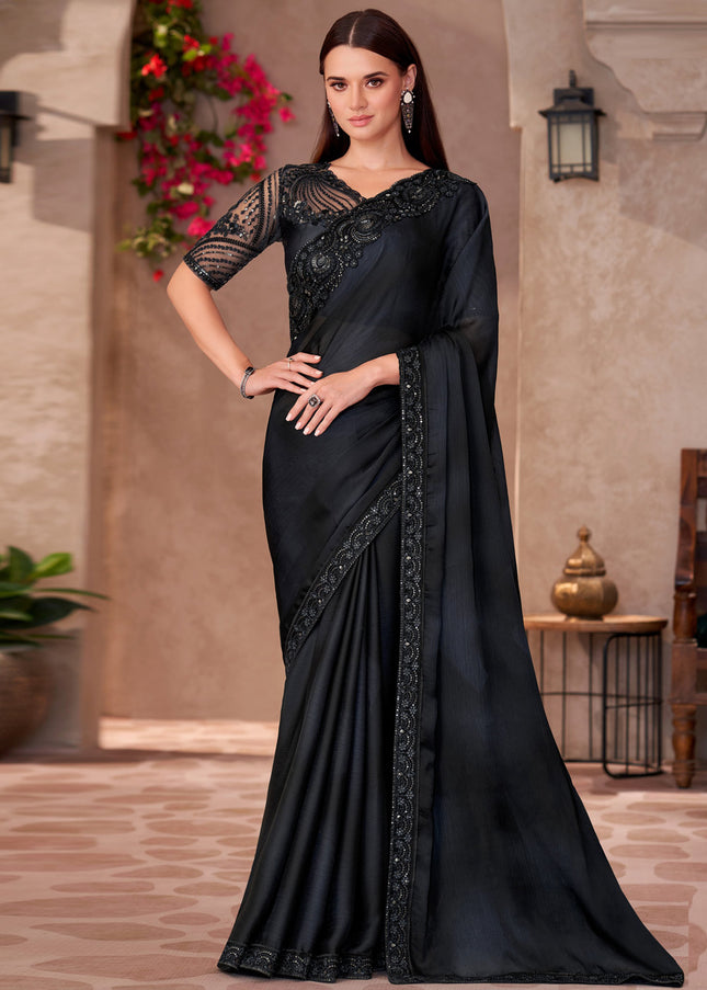 Black Embroidered Saree
