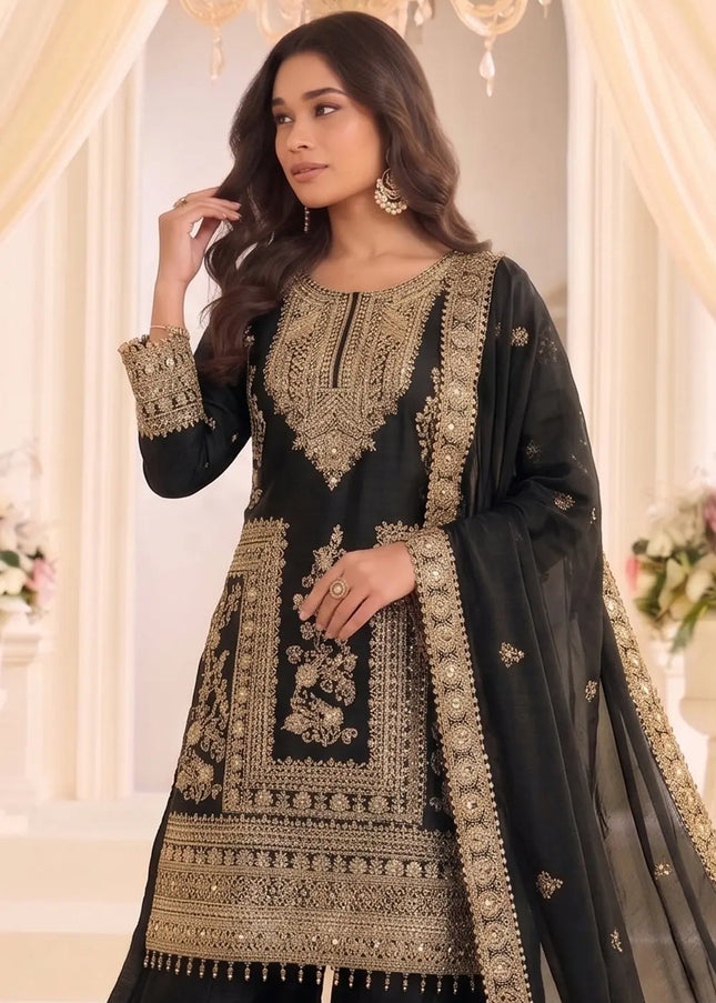 Chinnon Embroidered Sharara Suit Series