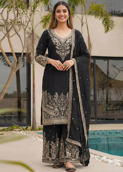 Sequins Embroidered Sharara Suit