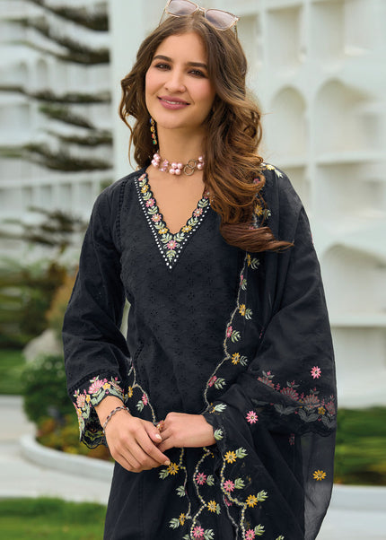 Black Embroidered Pant Syle Suit