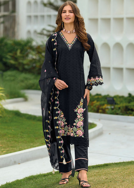 Black Embroidered Pant Syle Suit