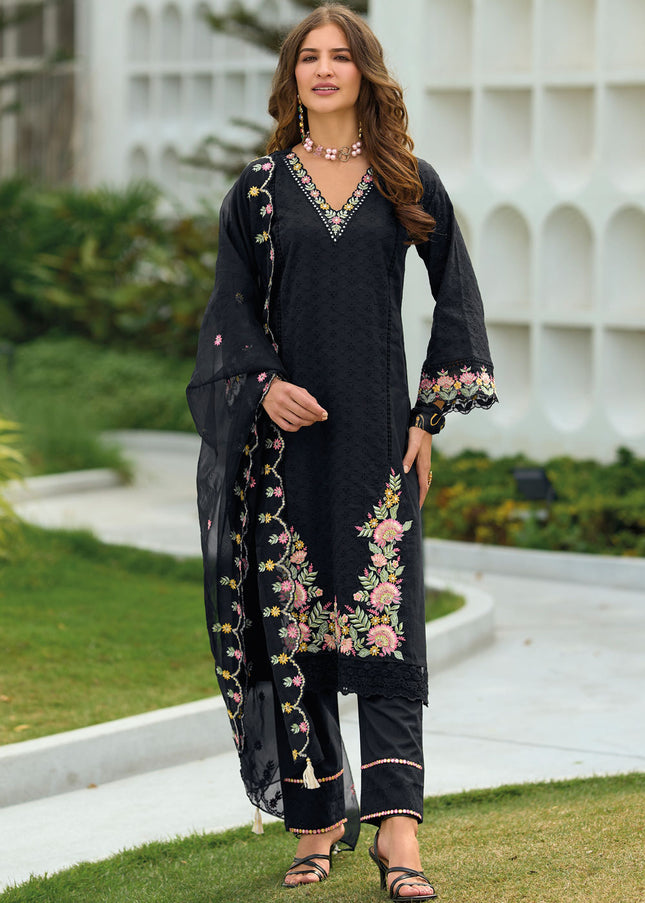 Black Embroidered Pant Syle Suit