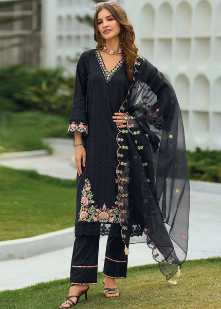 Black Embroidered Pant Syle Suit