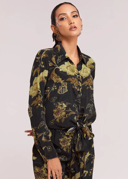 Black Multicolor Printed and Embroidered Co-Ord Set