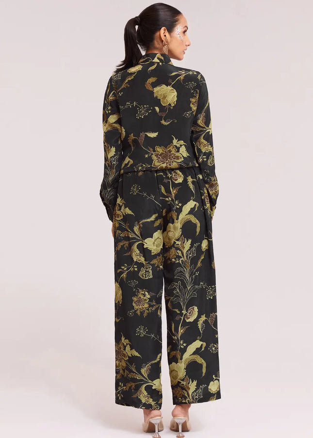Black Multicolor Printed and Embroidered Co-Ord Set