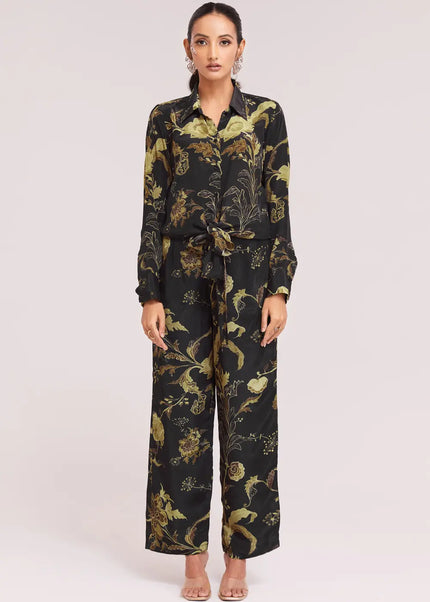 Black Multicolor Printed and Embroidered Co-Ord Set